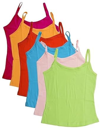 OK INTERPRISES Women's Regular Fit Cotton Camisole Slip Pack of 6 Mix-picture-31