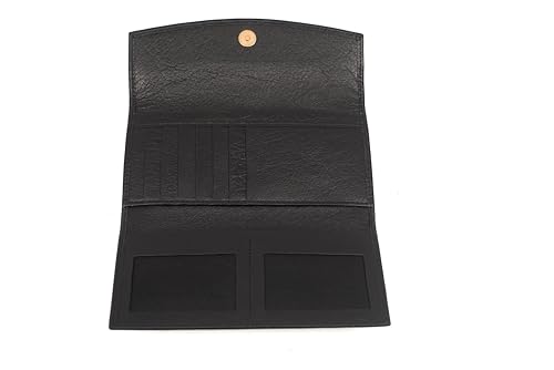 Jafferjee & Co. Genuine Leather wallets for women – Trifold Wallet with 7 Card Slots & 2 ID Windows, Large Capacity Ladies Leather wallet – Belmont Black3