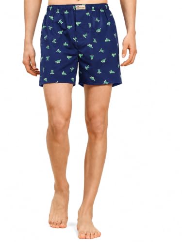 Image of B STORIES Bstories Men's Cotton Printed Boxer Shorts | Soft & Breathable Woven Cotton | Elastic Waist | Regular Fit | Comfortable Lounge & Sleepwear