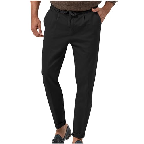 Work Pants for Men Flat Front Twill Pants Mens Slim Fit Stretch Office Trousers Straight Fit Casual Workwear Pockets