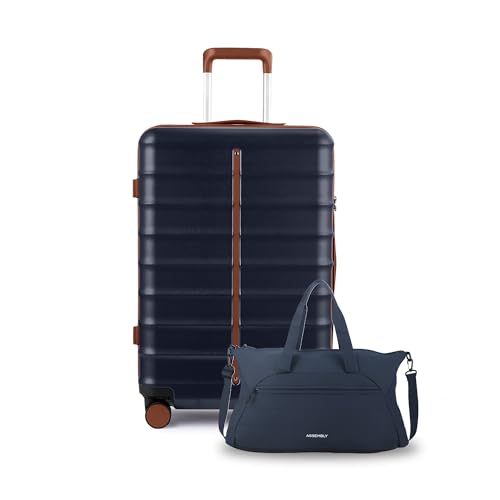 Image of Assembly Polycarbonate Large Suitcase 28 Inches | Hard-Sided Trolley Bag with Premium Weekender Water Resistant Duffle Bag | 110L + 40L | Blue | Odyssey