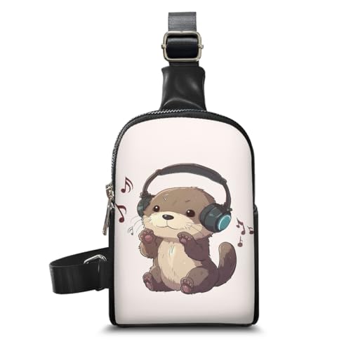 Cute Otter Women Sling Bag for Lady Lightweight Cross Purse for Mother Casual Crossbody Bag for Ladies Large Storage Cross Body Bag with Zipper and Inner Pocket