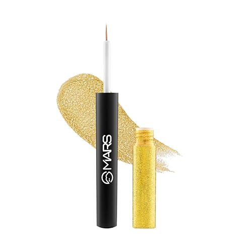 MARS Twinkle Wink Glitter Eyeliner (1.6 ml) (01-GOLDEN GLEAM) | Long-Lasting Sparkle Liquid Liner | Smudge-Proof, Quick-Dry Eye Makeup for Party, Wedding & Festival