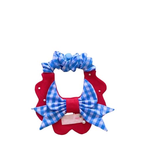 Diexgiy 猫と犬用の花びら型伸縮調節機能付きペット用よだれかけ (M,レッド)