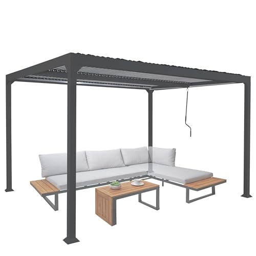 Alu Pergola HWC-L41, Lamellen-Pavillon Terrassenüberdachung,...