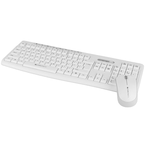 Image of Zebronics Wireless Keyboard & Mouse Combo, 112 UV-Printed Keys, ₹ Key, 8 Multimedia Keys, Retractable Stand, 3 Button Mouse, 1200 DPI, High Precision, USB Nano Receiver (Companion 112, White)