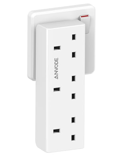 3 Way Plug Adapter, ANVODE Vertical Plug Extension, Wall Socket Power Extender Adaptor for Home, Office, Kitchen, White