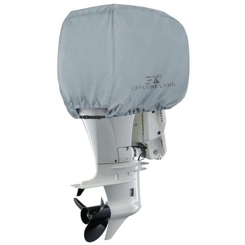 Explore Land Outboard Motor Cover - Waterproof 600D Heavy Duty Boat Engine Hood Covers - Fit for...