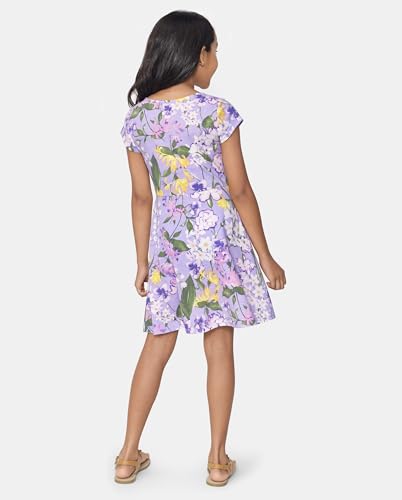 Image of The Children's Place Girls' Plaid Stretch Jacquard Short Sleeve Dress