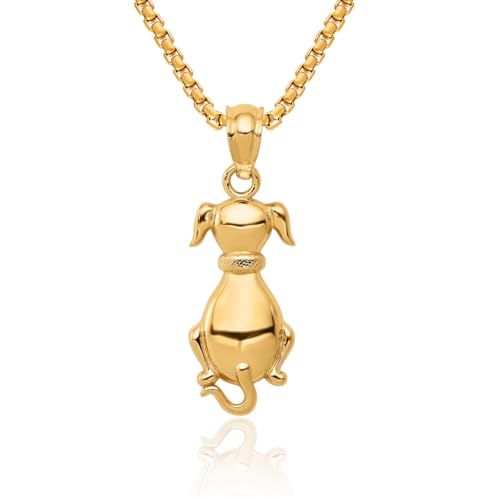 IceCarats 14K Solid Yellow Gold Dog Necklace Chain Pendant Charm