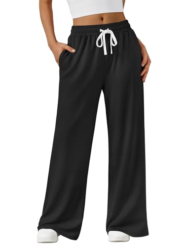 AUTOMET Lounge Pants Women Wide Leg Casual Sweatpants Baggy Workout Sweat Pajamas Pants Fall Fashion Outfits with Pockets