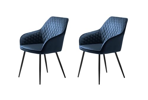 Sedia da pranzo sedie da 2 gambe in metallo taglia unica velluto blu nero
