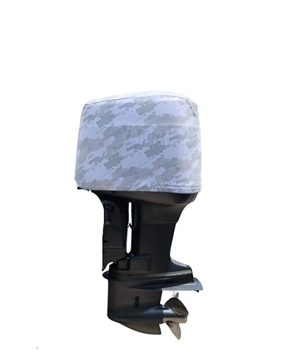 Image of Grey Digital Camo Outboard Motor Cover for Yam OX 66 V6 150-250 HP (2-Stroke) | Made in USA to Stay on While You Run! | 105D