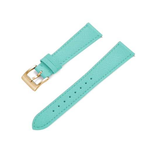 Correa de cuero legítimo azul cielo con acabado dorado elegante de 22mm