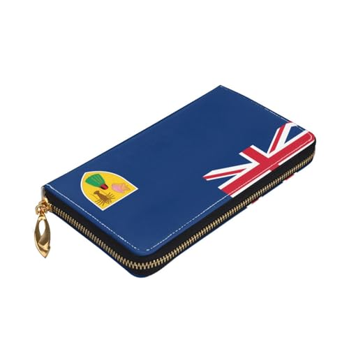 Flag of the Turks and Caicos Islands Long leather wallet - with zipper - portable and waterproof, suitable for office, study and daily use3