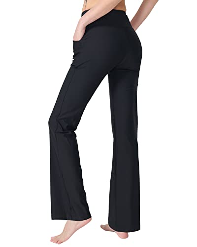 Image of Zeronic Women's Bootleg Yoga Pants with Pockets Long Bootcut Workout Running Pants Tummy Control Pockets Work Pants for Women