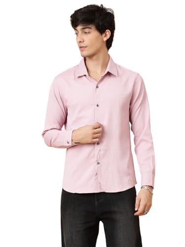 Image of KOTTY Men's Textured Casual Shirt - Long Sleeve||Button-Down Collar||Classic Fit