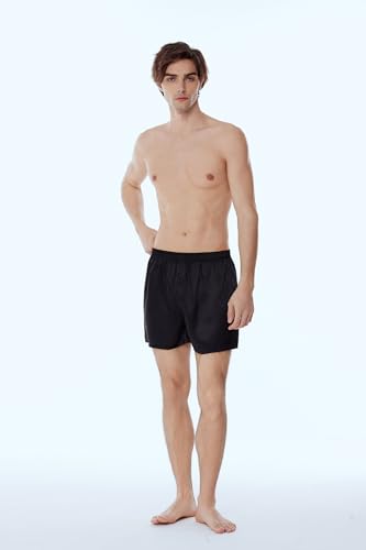 Men's Satin Boxers Pack Silky Boxer Shorts for Men, Silk Feeling Men's Underwear with Button Fly Pajamas Sleep Shorts2