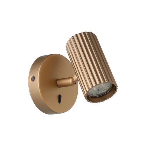 Eglo Applique murale intérieure Portillo, luminaire avec spot orientable, lampe de lecture en métal couleur laiton mat, douille GU10
