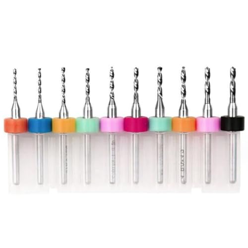 サムコス 極細ドリルビット マイクロドリルビット 10本セット PCB 超硬 精密ドリルビット 装飾品 彫刻 プリント基板 真珠 穴あけ用 収納便利 収納ボックス付き (1.1-2mm)のサムネイル