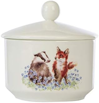 WAX LYRICAL Wrendale Meadow Ceramic fragranced Candle, Up to 32 Hours Burn time,Green,Pink