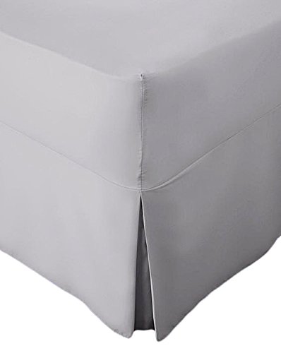 EXTRA DEEP FITTED BED SHEETS NON IRON LUXURY PERCALE COTTON RICH VALANCE FITTED SHEET PLEATED BRUSHED COTTON BEDDING DOUBLE BED SET FLAT SHEET (Single, Grey) โ image 1