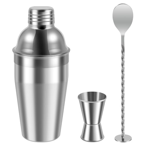 25oz Cocktail Shaker Bar Set Martini Drink Shaker with Built-in Strainer, Measuring Jigger & Bar Mixing Spoon, Stainless Steel Shaker Bottle Professional Bar Tools Drink Mixer Set Bartender Kit