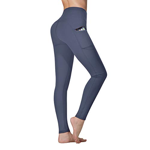 Vimbloom Leggins Mujer Mallas Deporte Mujer Cintura Alta para Running Training Fitness Estiramiento Yoga y Pilates VI263(Gris Azul, L)