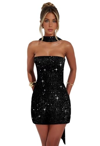 Sparkly Sequin Black Homecoming Dresses for Teens 2025 Glitter HOCO Dress Short Prom Dress with Scarf for Women : Clothing, Shoes & Jewelry