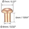uxcell 50 Pcs 5/32 x 15/64 Round Head Copper Solid Rivets Fasteners
