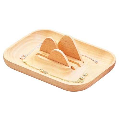 TOSMU 山と海 ウッドトレイ 木製 19cm×14cm キートレイ 卓上トレー アクセサリートレー 木 天然木 ナチュラル 7004