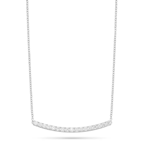 Diamond Delight 1 Carat Real Natural Diamond Curved Bar Pendant Necklace for Women - 14k White Gold Pendant for Her - 18 Inch Chain Necklace - Sleek and Modern Design (H, VS1, 1.00 cttw) Lobster Claw3