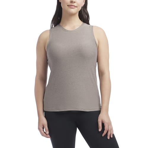 Jockey Women's 2 Pack Fly Back Workout Tank Tops, Green Bay/Timeless Taupe, Small - image 2
