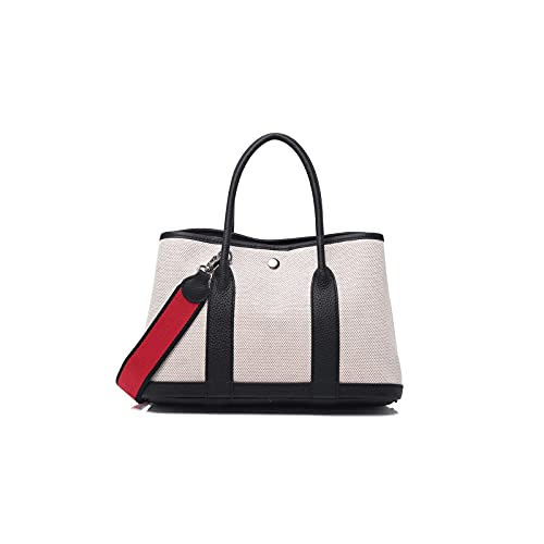 Women's Handbags Women's Bags Luxury First Layer Cowhide with Canvas Shoulder Ladies Messenger Bag Leather Handbags Handbag Garden Bag(A,Medium)
