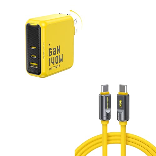 AOHI Youth 140W GaN+ USB C Charger 100W Laptop Fast Charger PD3.1 PPS 3-Port USB C Wall Charger Power Adapter +USB 4 2.0 Cable 6.6FT with up to 120Gbps Bandwidth Boost Dual 8K/4K Display 240W PD 3.1 F