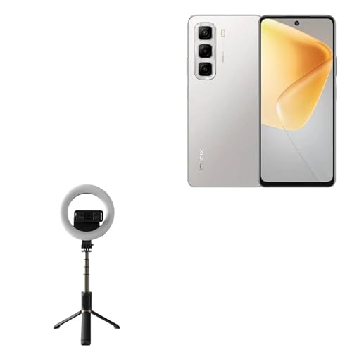 BoxWave Stand and Mount Compatible with Infinix Hot 50 Pro 4G - RingLight SelfiePod, Selfie Stick Extendable Arm with Ring Light - Jet Black