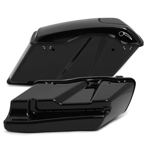Alforjas estiradas HECASA de 5'' con tapas para altavoz de 5" x 7", compatibles con Harley Davidson Road King, Street Glide, Softail y todos los modelos Touring (1993-2013), color negro miniatura 5