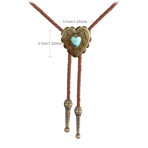 Image of Joxevyia Bolo Tie for Men Vintage Cow Skull Leather Rope Western Cowboy Necktie Vintage Bola Tie Gift for Him