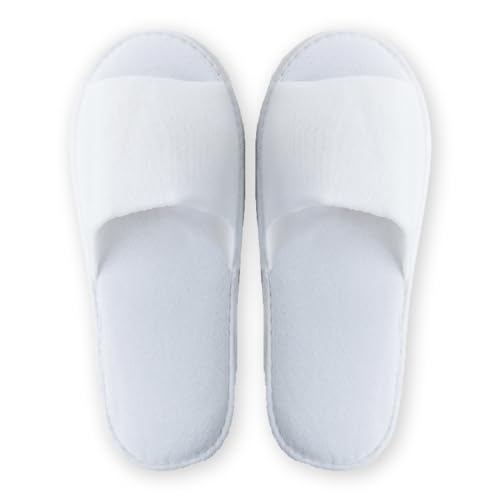 Aura Luxury Collection ® 100 paia di CIABATTE APERTE MONOUSO bianche unisex TAGLIA UNICA con suola antiscivolo per ospiti, hotel, b&b spa centri estetici (Ciabatte aperte)