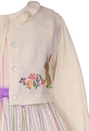 Bonnie Jean Girls Size 3M-6X Easter Bunny Sweater Seersucker Dress2