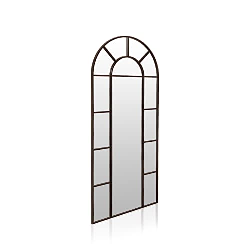 duehome | Lolle, Espejo de Cuerpo Entero, Espejo Tipo Ventana con Arco Superior, Estructura Negro, Medidas: 80 cm (Largo) x 180 cm (Alto) x 3,5 cm (Fondo)