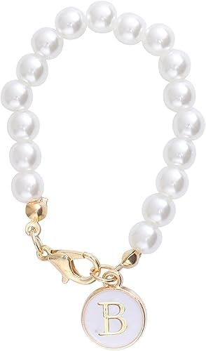 Letter Charm Accessories for Stanley-Cup Initial Name ID Personalized Handle Charm for Stanley-Tumbler White Pearl Charm Pearl Chain Accessories,Simple Modern Personalized Name ID Decorations (B)