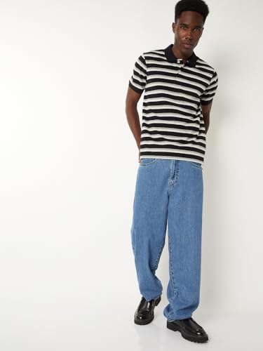 Image of Max Men's Half Sleeves Regular Fit Striped Polo T-Shirt
