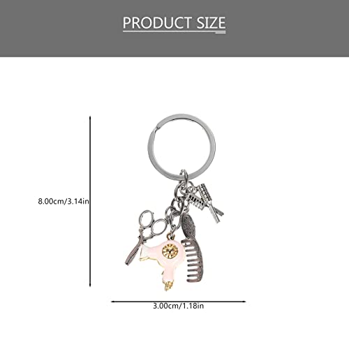 Hairdresser Keychain Hairdresser Hair Dryer Comb Charm Pendant Keyrings Hanging Charm for Women Men Salon Owner Hair Stylist Pink - Image 2
