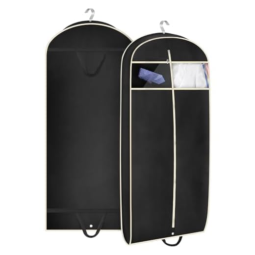 MISSLO 43" Gusseted Travel Garment Bag with Accessories Zipper Pocket Breathable Suit Garment Cover for Shirts Dresses Coats, Black