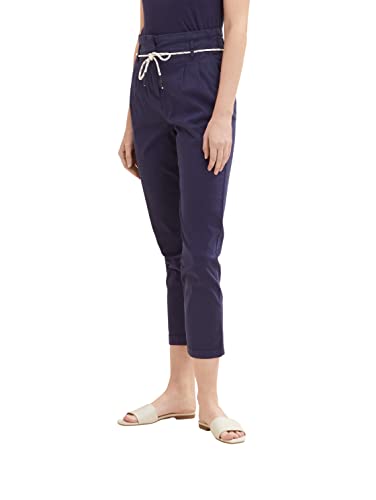 TOM TAILOR Damen 1035503 Paperbag Chino Hose mit Gürtel, 11331 - Atlantic...