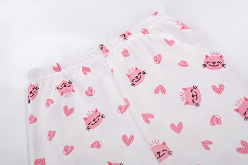 Joyond Girls Pure Cotton Summer Pjs Size 2T-14Years, Little Girls Short Sleeve 4-Piece Sleepwear Kids Toddler Pajamas Set4