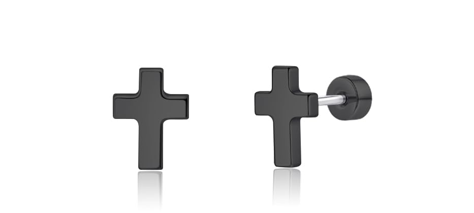 Limerencia Titanium Stud Earrings - Hypoallergenic Earrings for Women Men Sensitive Ears - Minimalist Jewelry Flatback Cross Bolt Cartilage Earrings,Gold Tone