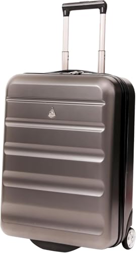Aerolite Ryanair Reisekoffer mit 2 Rädern, maximale Zulassung, 40 l, Hartschale, 55 x 40 x 20 cm, auch zugelassen für easyJet, Jet2 und mehr, Anthrazit, 55 cm, 2 W, 21, Handgepäck