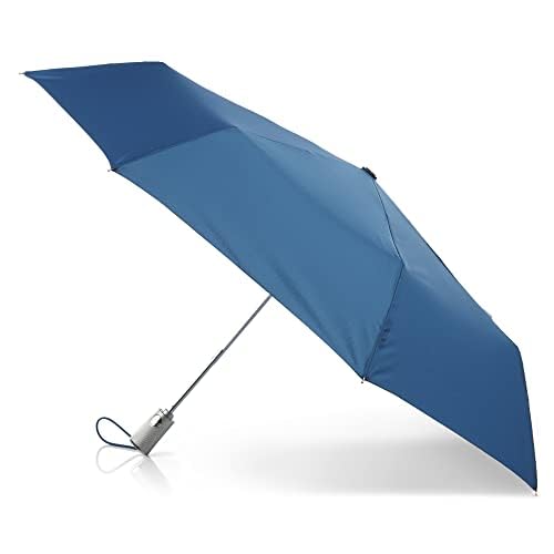 totes Automatic Eco Open Close Water-Resistant Travel Folding Umbrella with Sun Protection